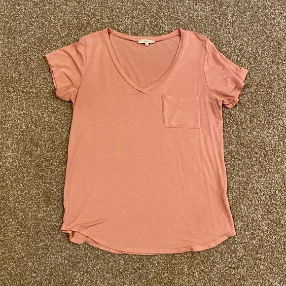 Peach V-Neck Pocket Tee - Picture 1 of 11